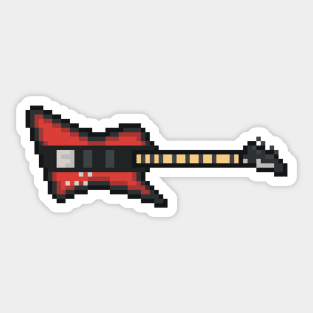 Pixel Red Bird Bass Guitar Sticker